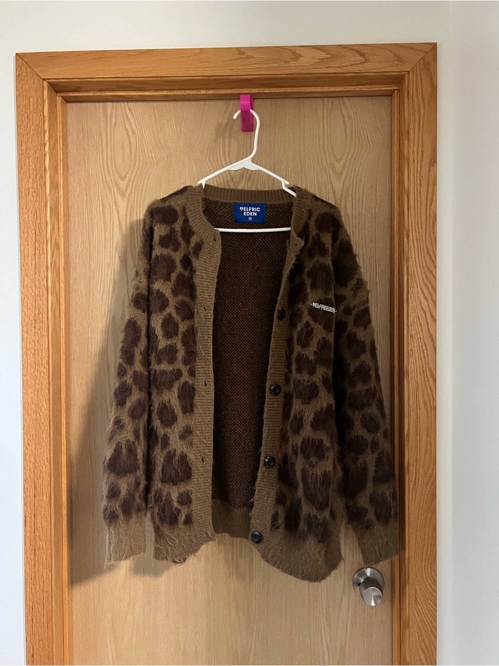 Aelfric Eden Brown Leopard Print Fuzzy Cardigan